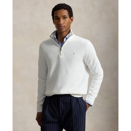 Polo Ralph Lauren Mesh-Knit Cotton Quarter-Zip Sweater