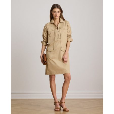 Ralph Lauren Lace-Up Cotton Twill Shirtdress