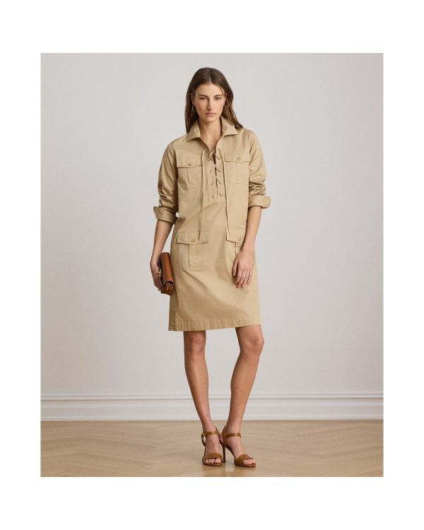 Ralph Lauren Lace-Up Cotton Twill Shirtdress