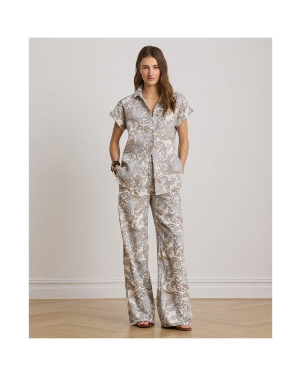 Ralph Lauren Paisley Linen Wide-Leg Pant
