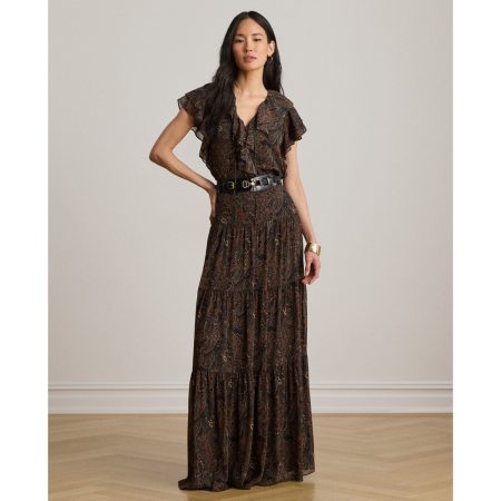 Ralph Lauren Paisley Georgette Tiered Maxiskirt