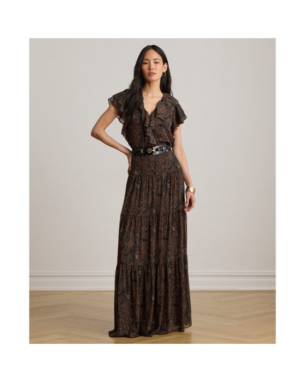 Ralph Lauren Paisley Georgette Tiered Maxiskirt