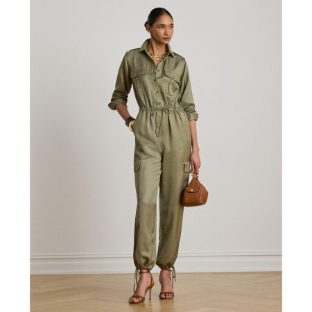 Ralph Lauren Shantung Cargo Jumpsuit