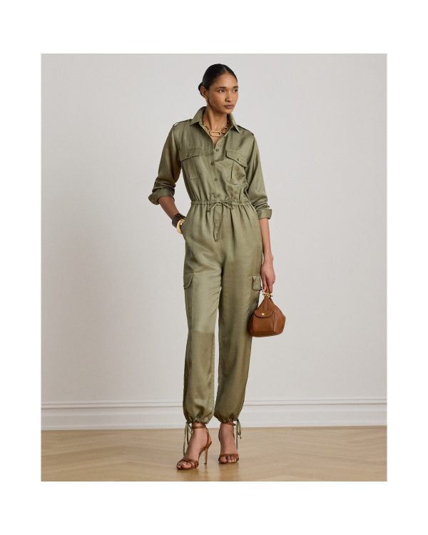 Ralph Lauren Shantung Cargo Jumpsuit