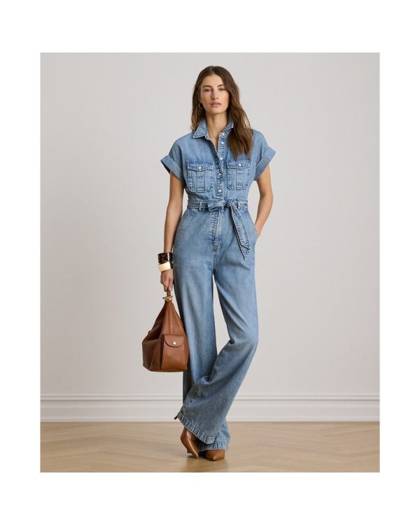 Ralph Lauren Belted Denim Wide-Leg Jumpsuit