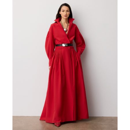 Ralph Lauren Daley Cotton-Blend Poplin Evening Dress
