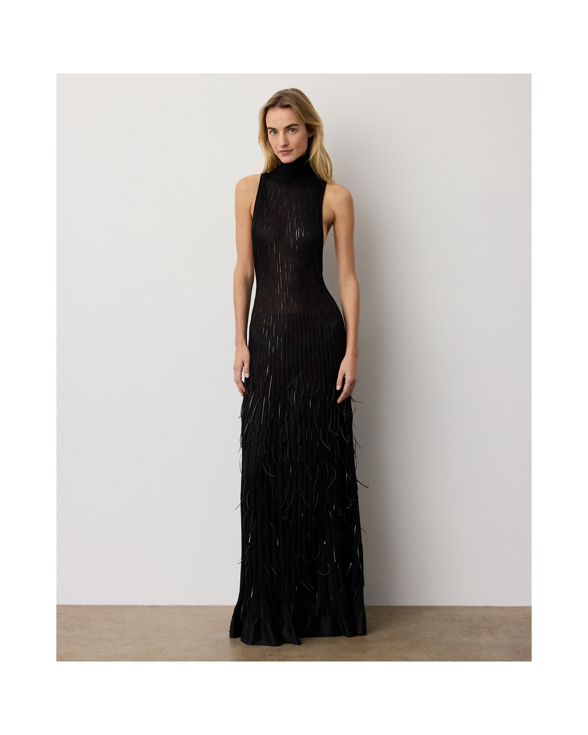 Ralph Lauren Cayla Embellished Sweater Evening Dress