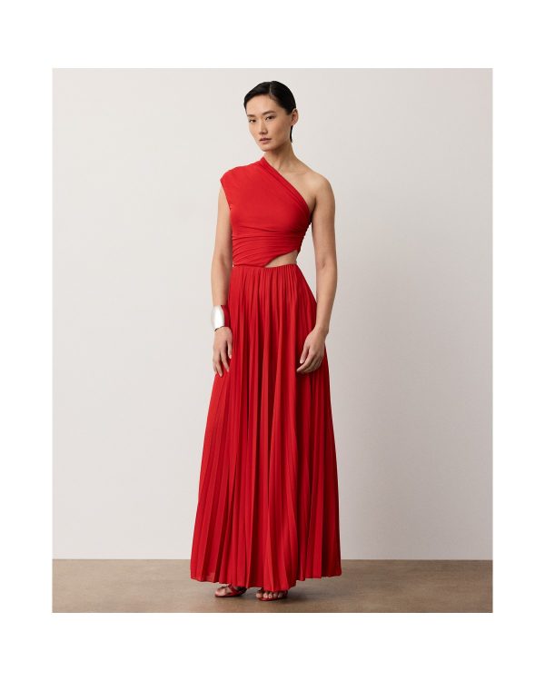 Ralph Lauren Holin Pleated Jersey Evening Dress