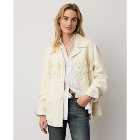 Ralph Lauren Perce Fringe-Trim Lamb-Suede Jacket