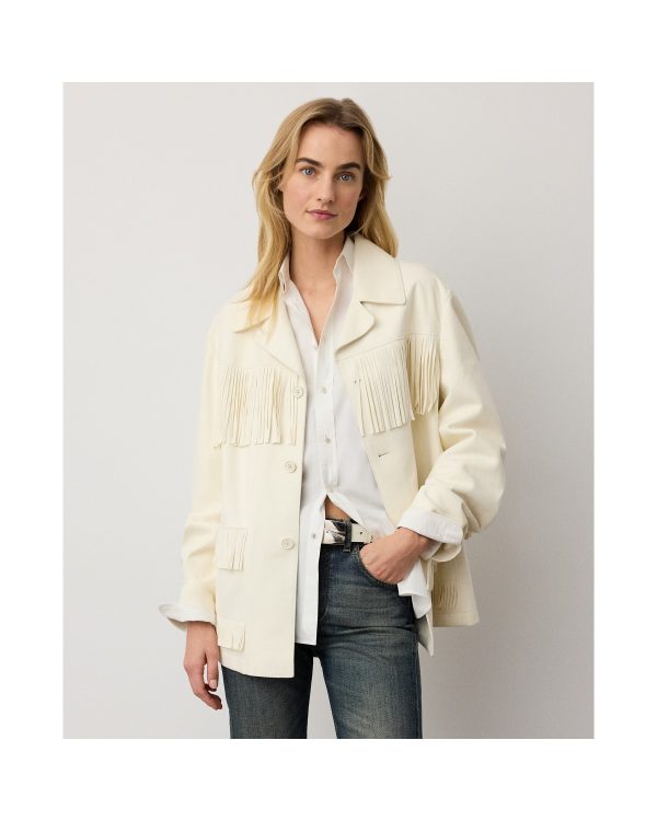 Ralph Lauren Perce Fringe-Trim Lamb-Suede Jacket