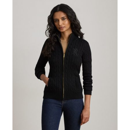 Ralph Lauren Cable-Knit Full-Zip Mockneck Sweater