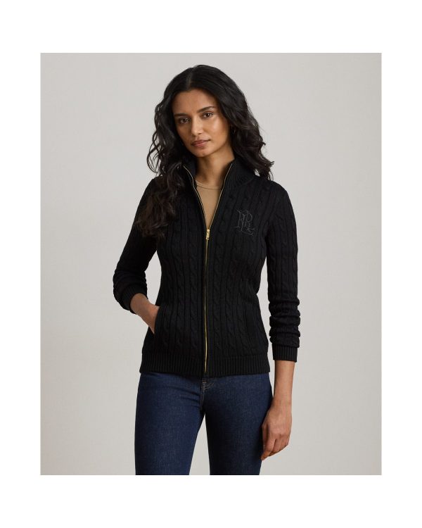 Ralph Lauren Cable-Knit Full-Zip Mockneck Sweater
