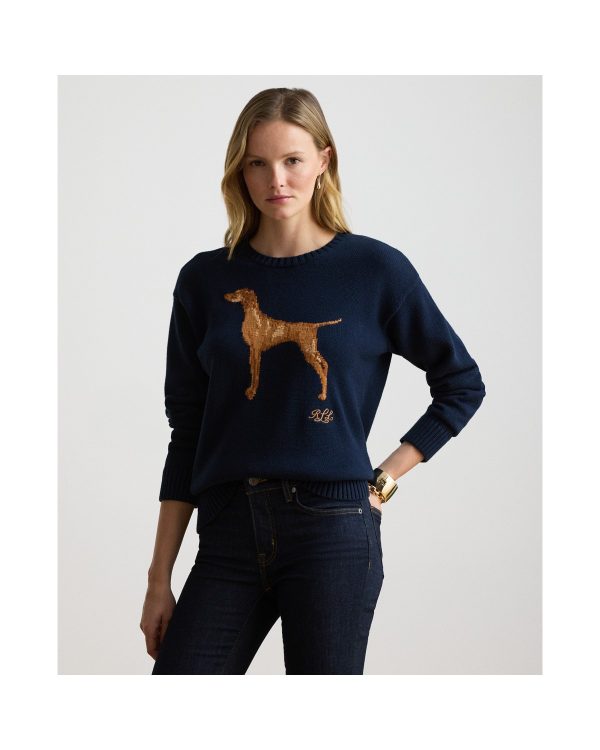 Ralph Lauren Intarsia-Knit Vizsla Cotton Sweater