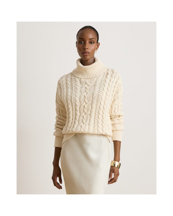 Ralph Lauren Cable-Knit Cotton Turtleneck Sweater