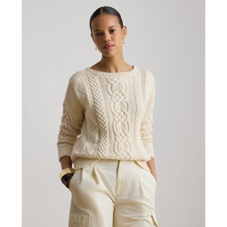 Ralph Lauren Cable-Knit Cotton Boatneck Sweater