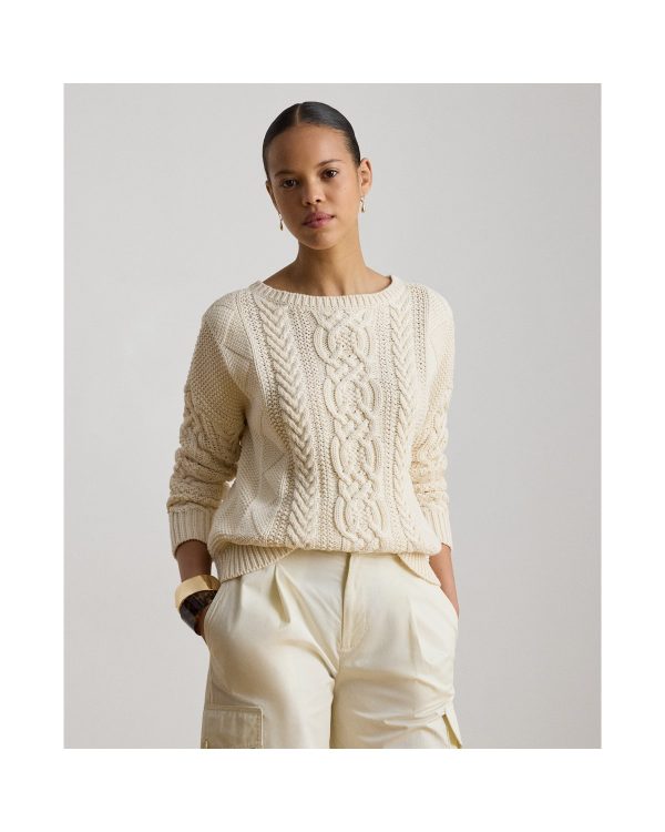 Ralph Lauren Cable-Knit Cotton Boatneck Sweater