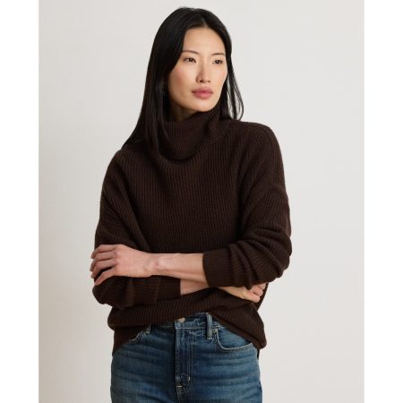 Ralph Lauren Ribbed Wool-Cashmere Turtleneck Sweater