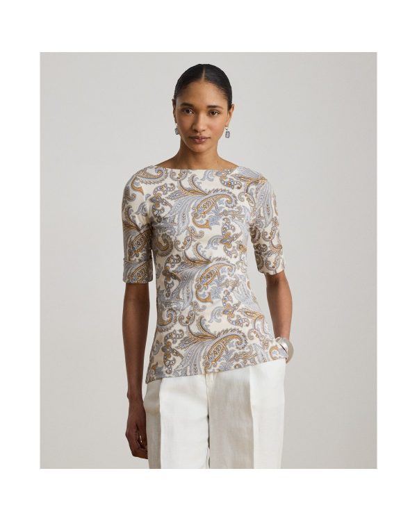 Ralph Lauren Paisley Stretch Cotton Boatneck Tee