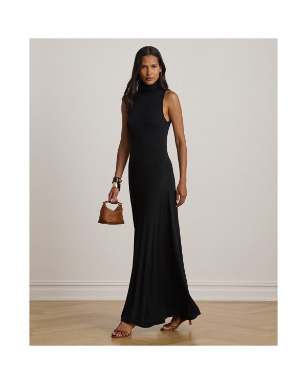 Ralph Lauren Jersey Sleeveless Turtleneck Maxidress