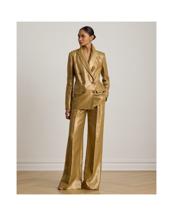 Ralph Lauren Foiled Linen Wide-Leg Pant