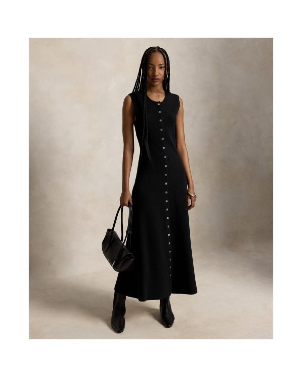 Ralph Lauren Buttoned Wool-Blend Sleeveless Dress