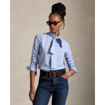 Ralph Lauren Slim Fit Cotton Tie Neck Shirt