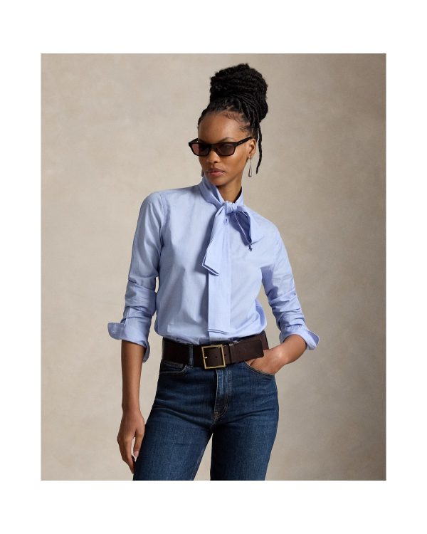 Ralph Lauren Slim Fit Cotton Tie Neck Shirt