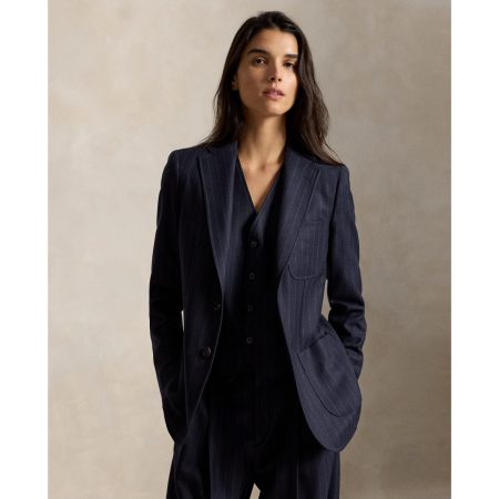 Ralph Lauren Single Breasted Pinstripe Wool Blazer
