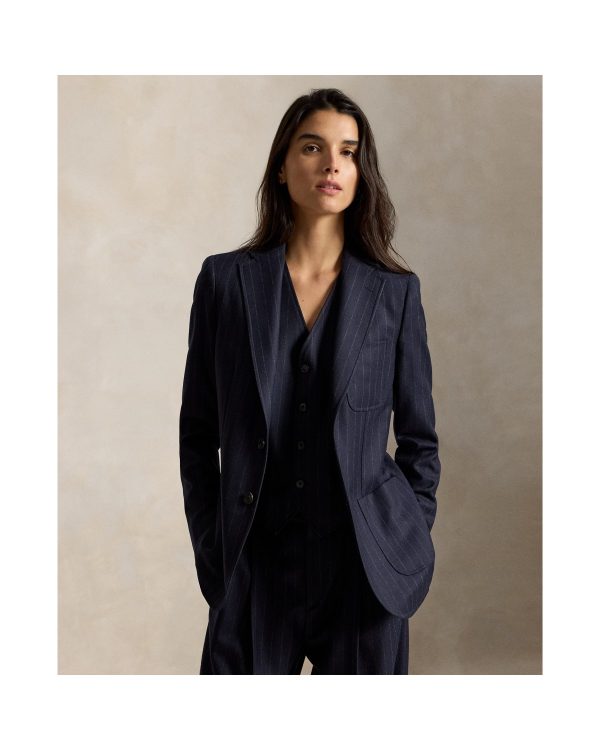 Ralph Lauren Single Breasted Pinstripe Wool Blazer