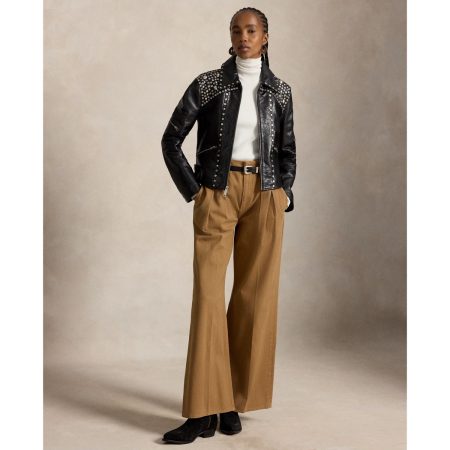 Ralph Lauren Pleated Cotton Wide-Leg Pant
