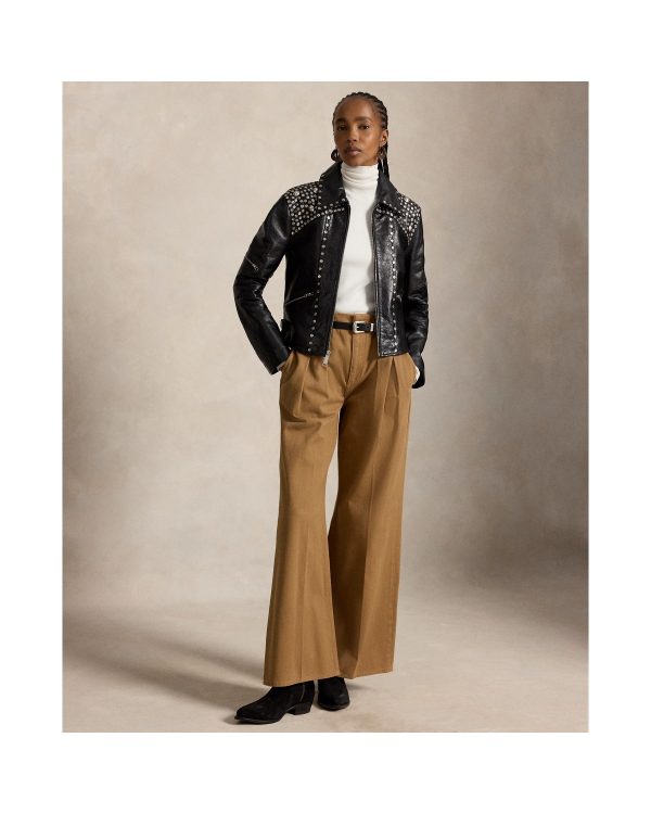 Ralph Lauren Pleated Cotton Wide-Leg Pant