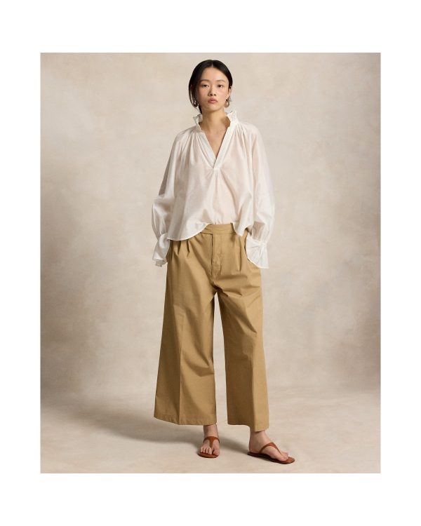 Ralph Lauren Cotton Relaxed Wide Leg Crop Pant