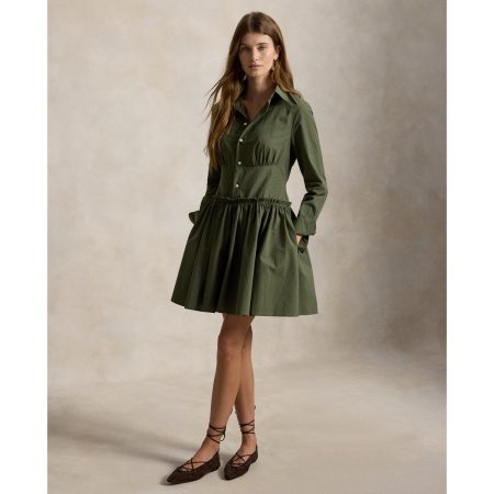 Ralph Lauren Paneled Cotton Canvas Mini Shirtdress
