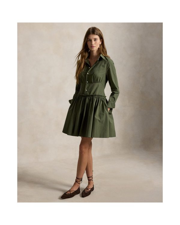 Ralph Lauren Paneled Cotton Canvas Mini Shirtdress