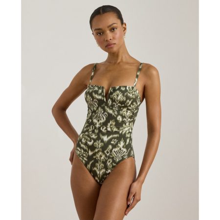 Ralph Lauren Floral V-Cutout Bandeau One-Piece