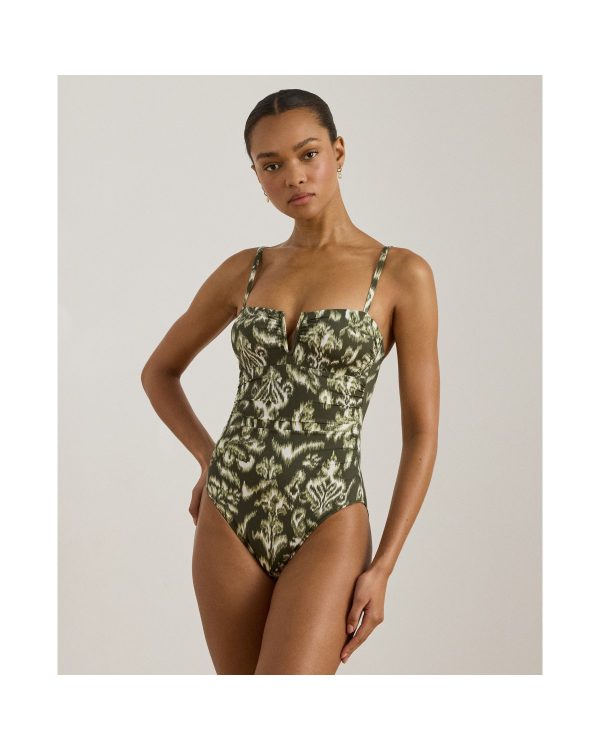 Ralph Lauren Floral V-Cutout Bandeau One-Piece