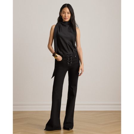Ralph Lauren Lace-Up High-Rise Flare Jean