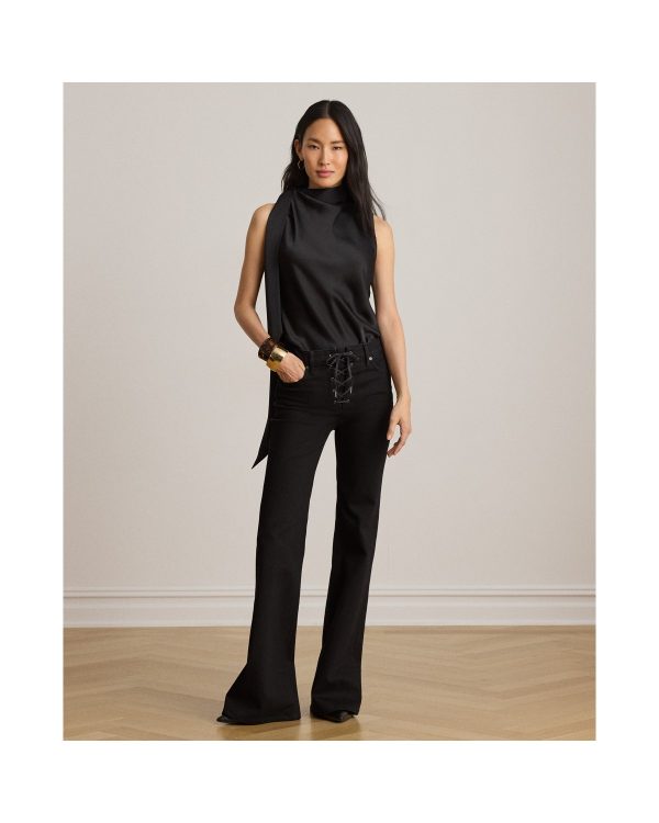 Ralph Lauren Lace-Up High-Rise Flare Jean