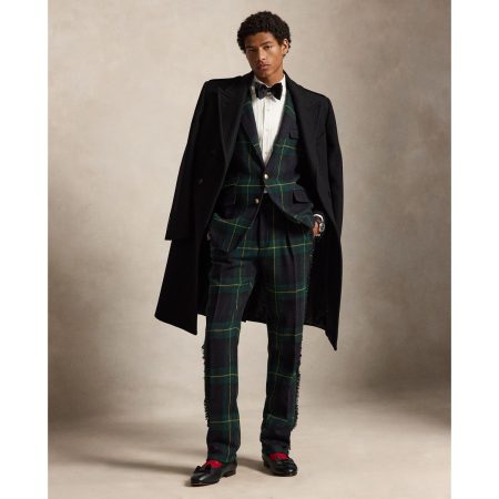 Polo Ralph Lauren Leather-Trim Plaid Tweed Suit Trouser