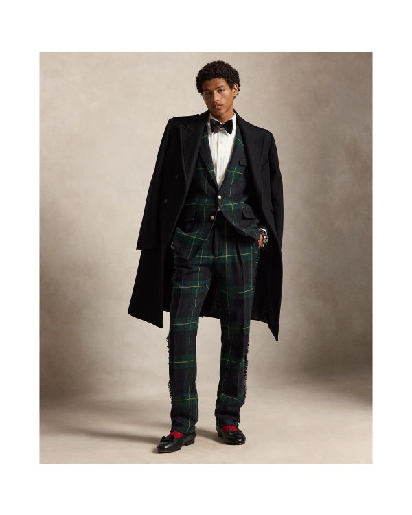 Polo Ralph Lauren Leather-Trim Plaid Tweed Suit Trouser