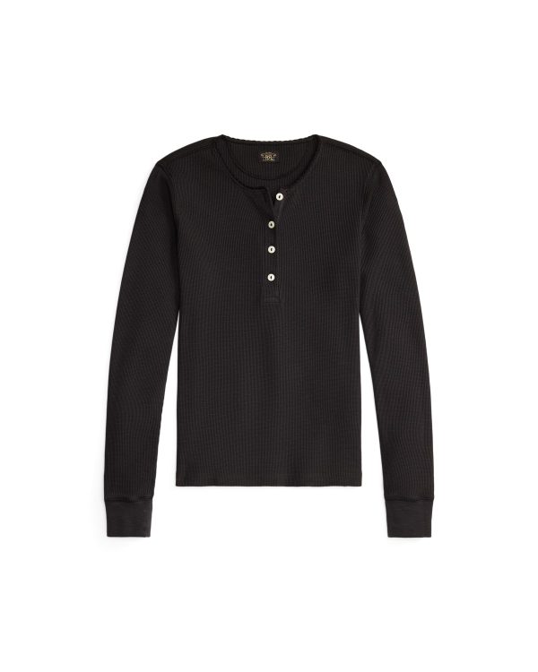 Ralph Lauren Stretch Waffle-Knit Henley Shirt