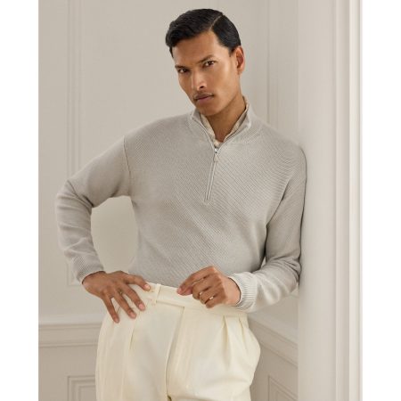 Polo Ralph Lauren Honeycomb Silk Blend Quarter Zip Sweater