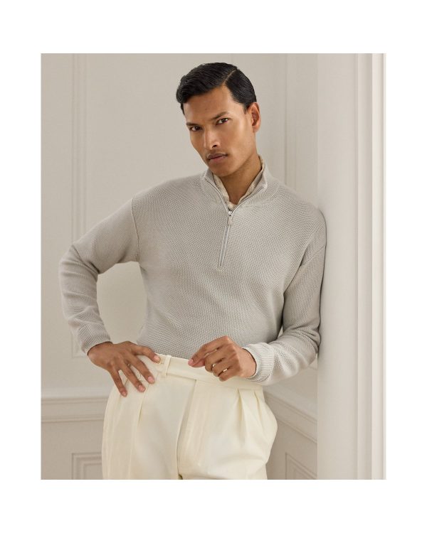 Polo Ralph Lauren Honeycomb Silk Blend Quarter Zip Sweater
