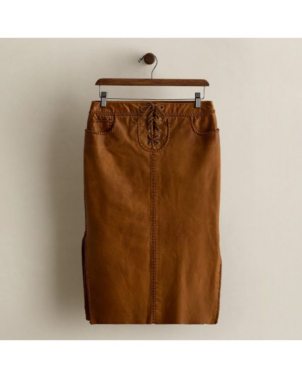 Ralph Lauren 2009 Lace-Up Leather Skirt - Size 4