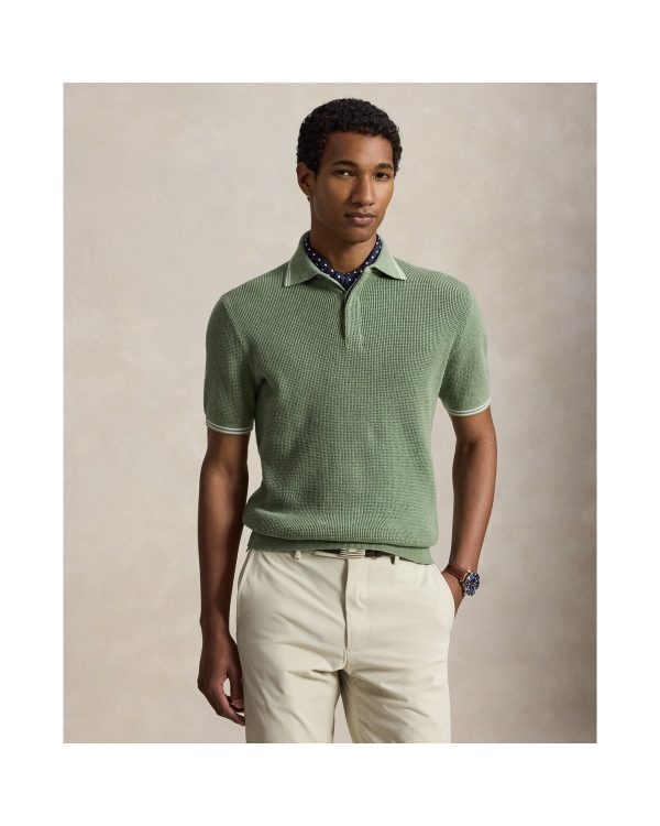 Polo Ralph Lauren Waffle Knit Cotton Polo Sweater