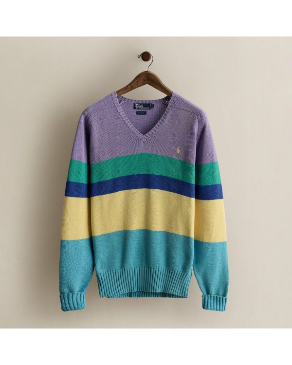 Polo Ralph Lauren 1990 Striped Cotton Sweater - Size M