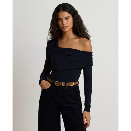 Ralph Lauren Jersey Asymmetrical One-Shoulder Top