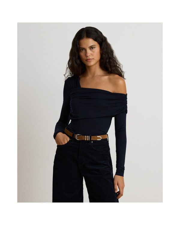 Ralph Lauren Jersey Asymmetrical One-Shoulder Top