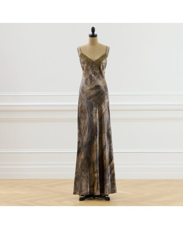 Ralph Lauren 2016 Amber Beaded Evening Dress - Size 8