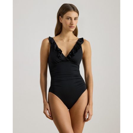 Ralph Lauren Ruffle-Trim Surplice One-Piece